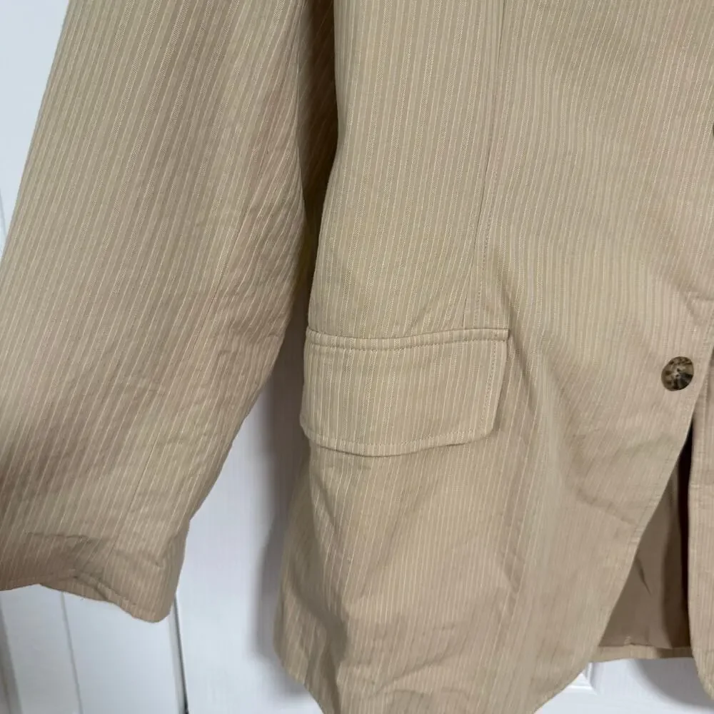 Claiborne Men's Tan Beige Cotton Two Buttons Sportscoat Blazer Jacket Size 44R